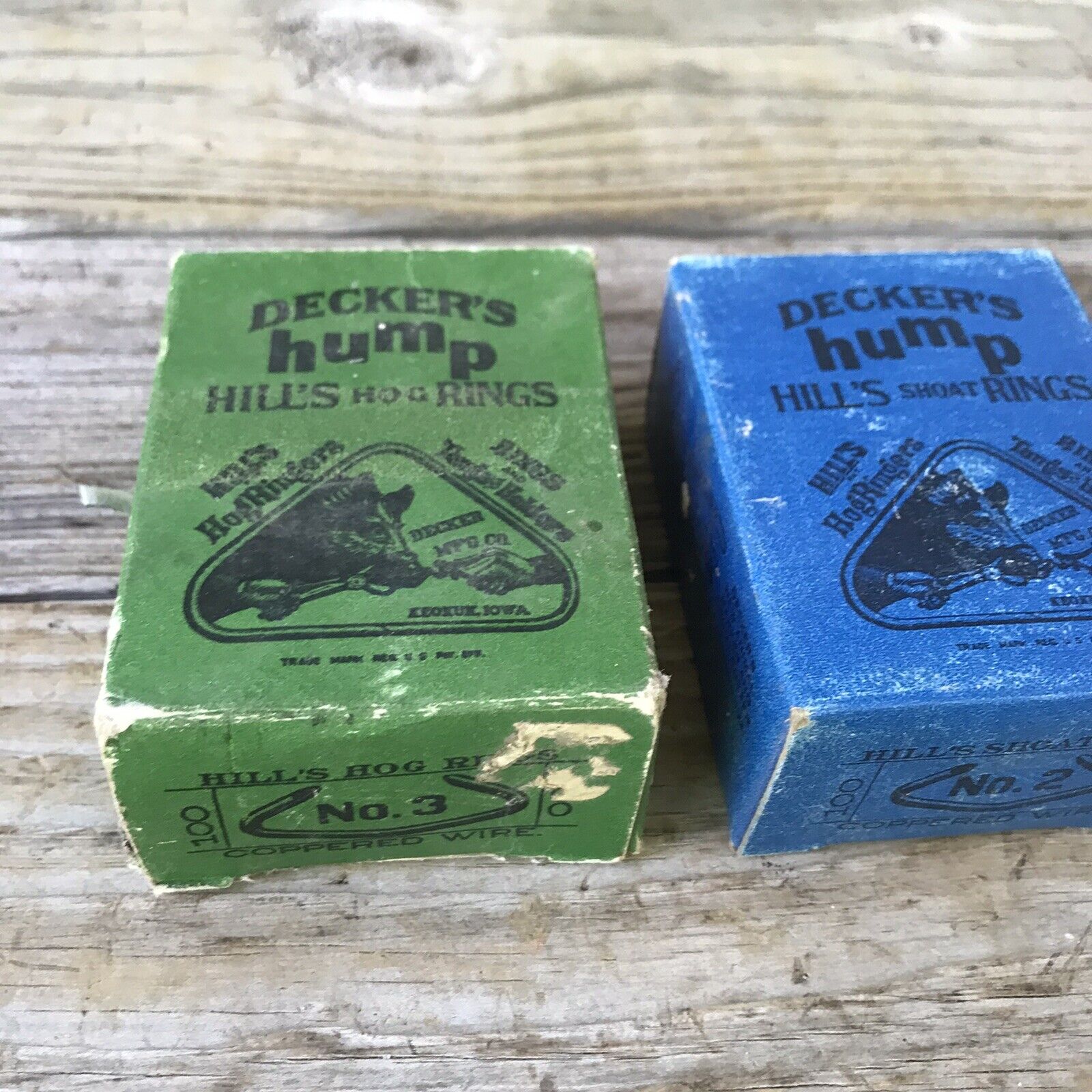 Lot 3 Vintage Decker’s Hump Hill’s Hog Rings No. 2 & 3 Boxes NOS Decker Manufacturing Company Does Not Apply - фотография #3