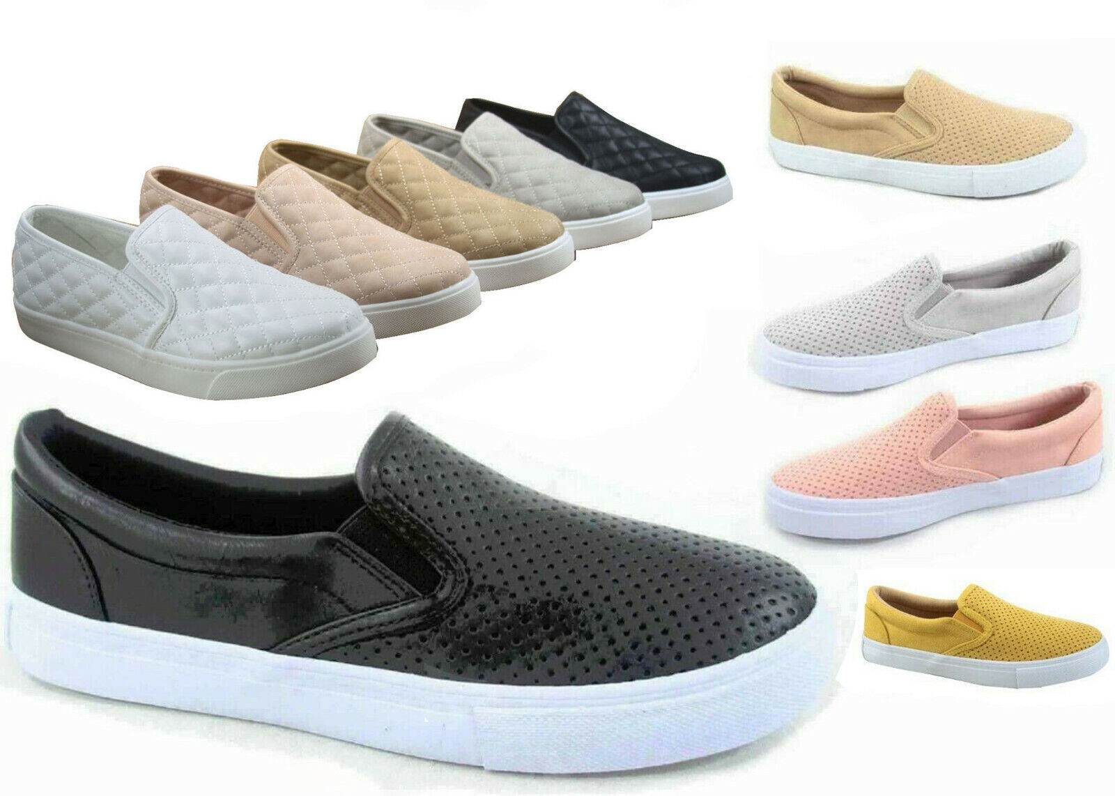 NEW Soda Women's Perforated Slip On Flat  Round Toe Sneaker Shoes Size 5.5 - 11  Soda