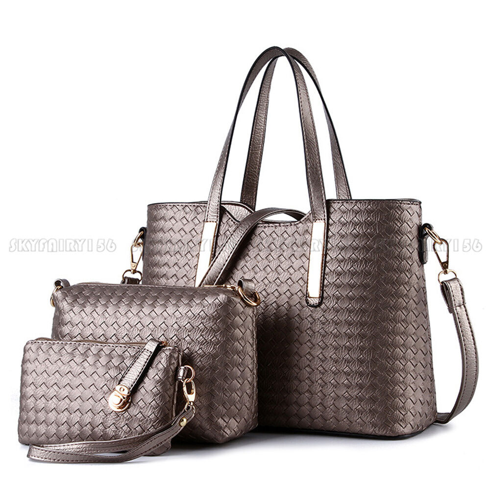 Women Leather Handbag Shoulder Bag Tote Purse Messenger Crossbody Satchel 3pcs Unbranded Does not apply - фотография #11