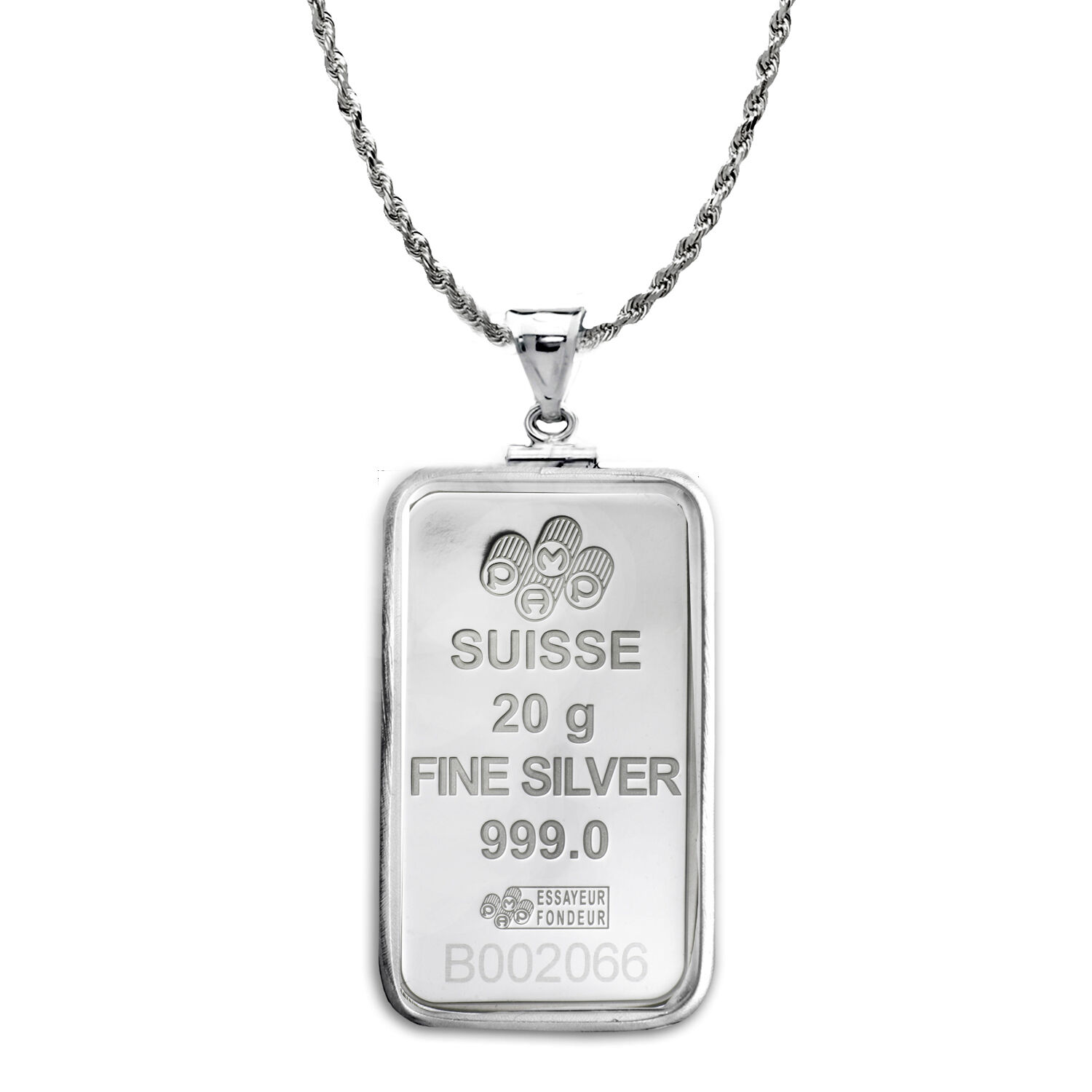 20 gram Silver - PAMP Suisse Fortuna Pendant (w/Chain) - SKU #86993 Pamp Suisse 86993 - фотография #2