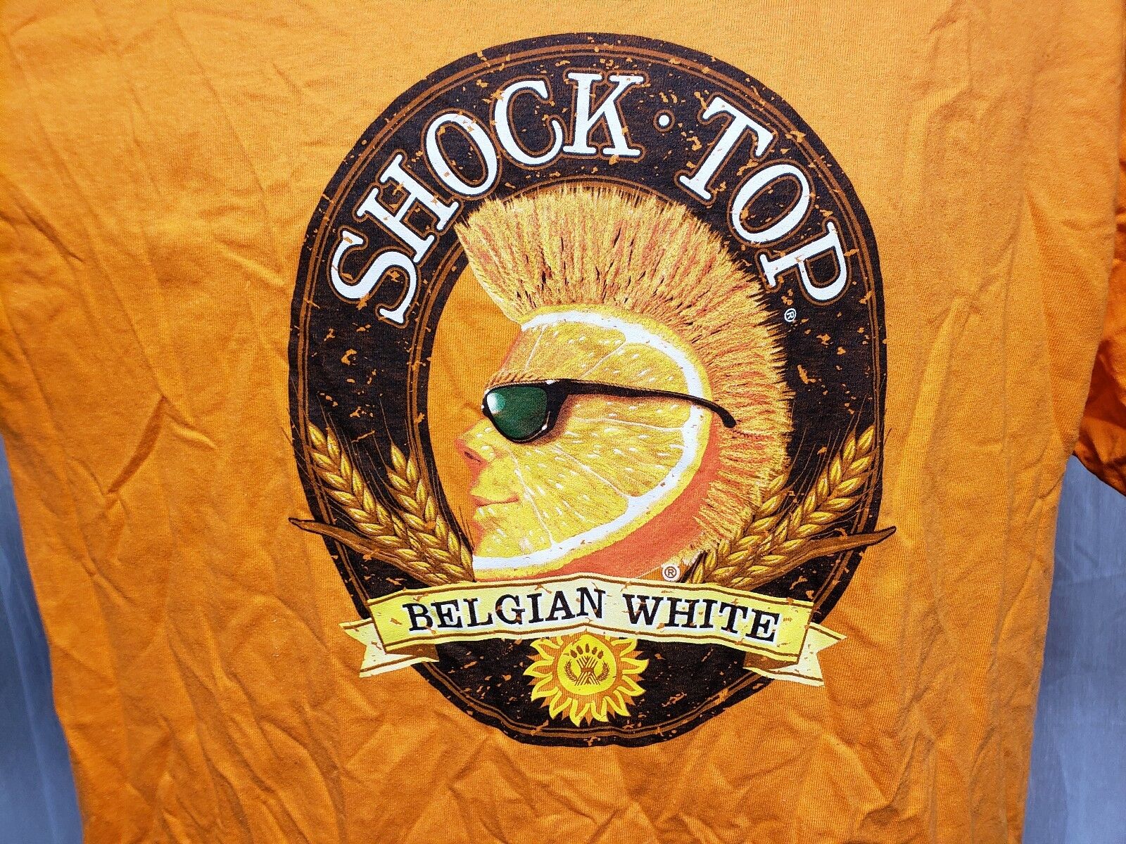 Shock Top Belgian White Ale Adult Large Orange TShirt Hanes - фотография #4