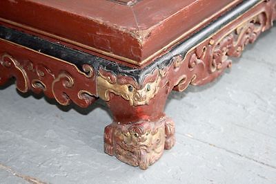 Large Antique Chinese Hand Carved Dragon Wood Table. Lattice Panel Pedestal RARE Без бренда - фотография #3