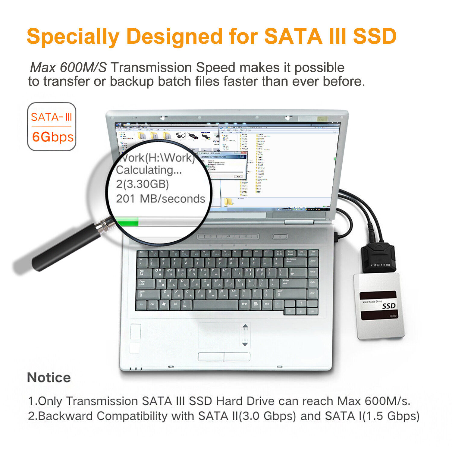 USB 3.0 to SATA Converter, Adapter for 2.5"/3.5" SATA HDD/SSD Hard Drive Disks Agptek Does Not Apply - фотография #8