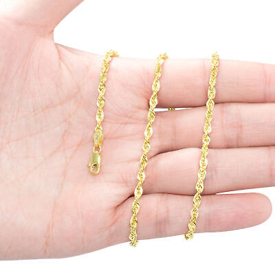 10K Yellow Gold 1.5mm-4mm Laser Diamond Cut Rope Chain Pendant Necklace 16"- 30" NuraGold NG10YLRPH-N - фотография #11