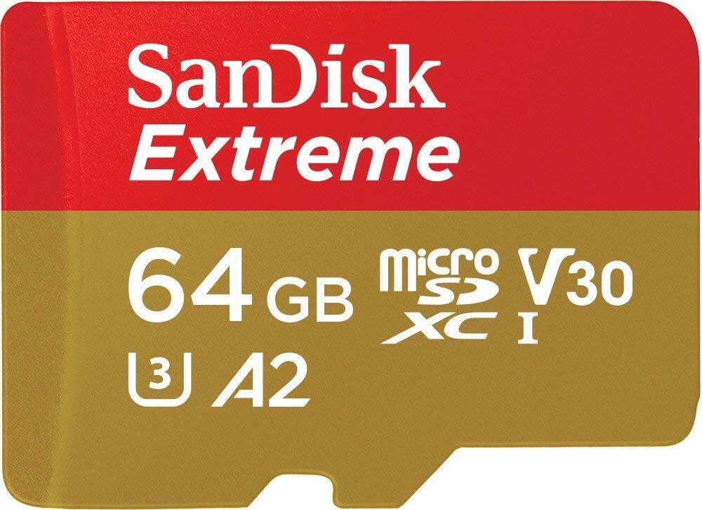 SanDisk 64GB microSDXC Extreme 160MB/s A2 4K U3 V30 64G SD microSD card SDSQXA2 SanDisk SDSQXAF-064G-GN6MA - фотография #3