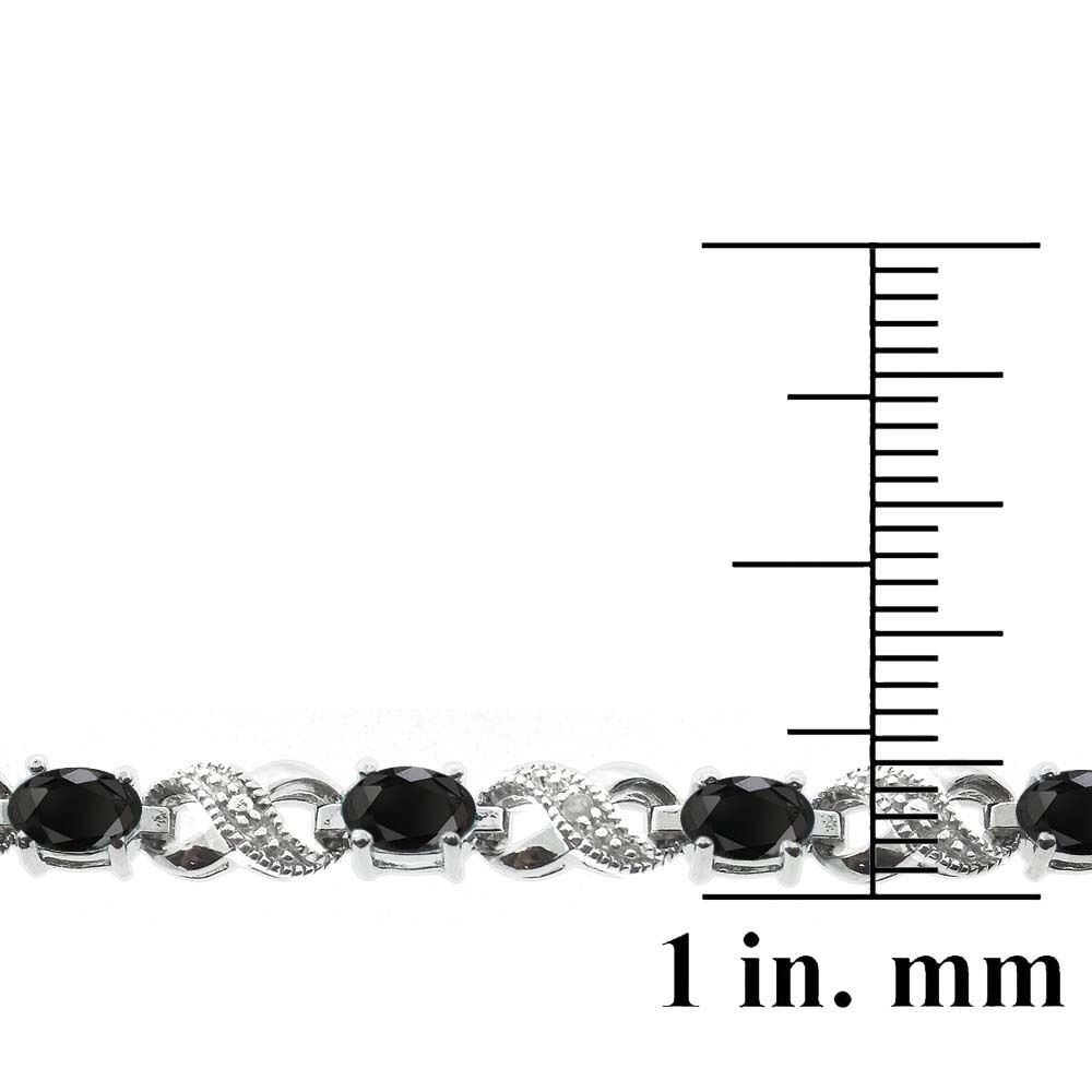 7.2ct TGW Genuine Black Sapphire & Diamond Accent Infinity Bracelet in Brass Silverspeck - фотография #3