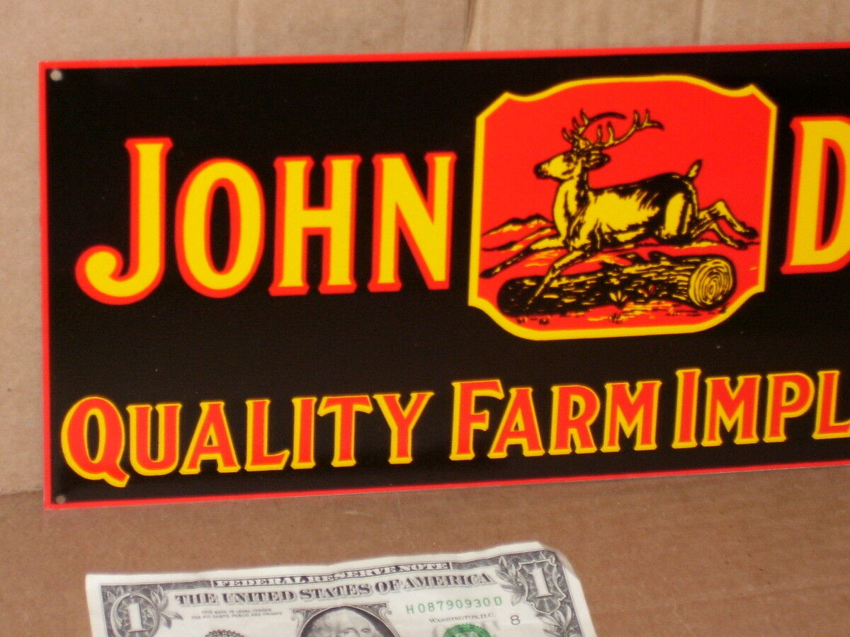 JOHN DEER Quality Farm Implements RARE SIZE Deere Stepping Over Tree  BLACK Sign Без бренда - фотография #4