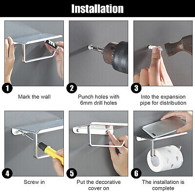 2pcs Toilet Paper Holder w/ Shelf Wall Mount Tissue Roll Rack for Bathroom Stand EEEKit Does Not Apply - фотография #6