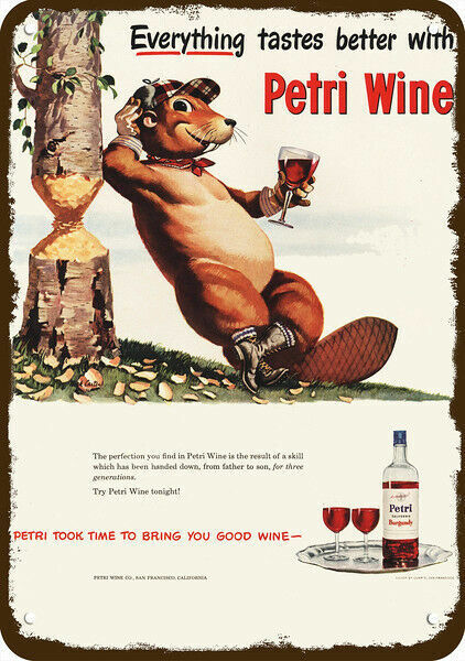 1948 Beaver Drinks PETRI RED WINE Vintage Look DECORATIVE REPLICA METAL SIGN Без бренда
