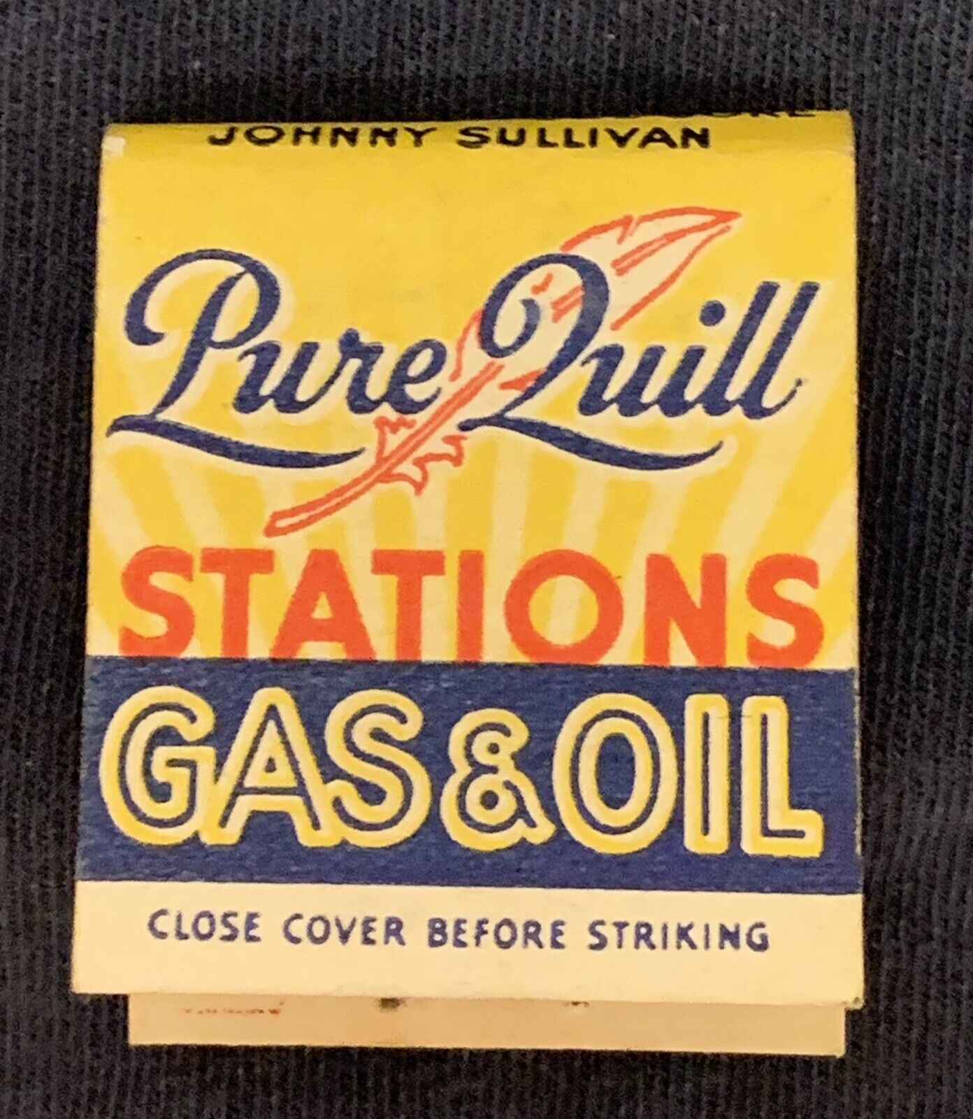1950’s Pure Quill Gas And Oil Match Cover Без бренда