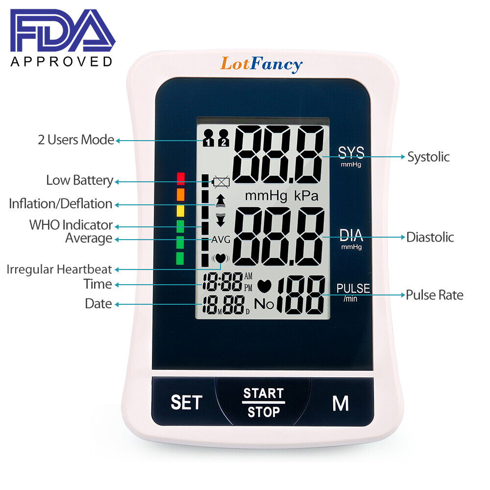 Automatic Digital Arm Blood Pressure Monitor Large BP Cuff Gauge Machine Meter LotFancy B01MDUF5XU - фотография #2