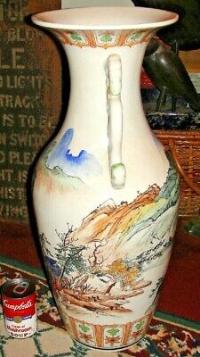 Chinese Japanese Very Large Floor Urn Vase Painted Scenes Two Handles Без бренда - фотография #4