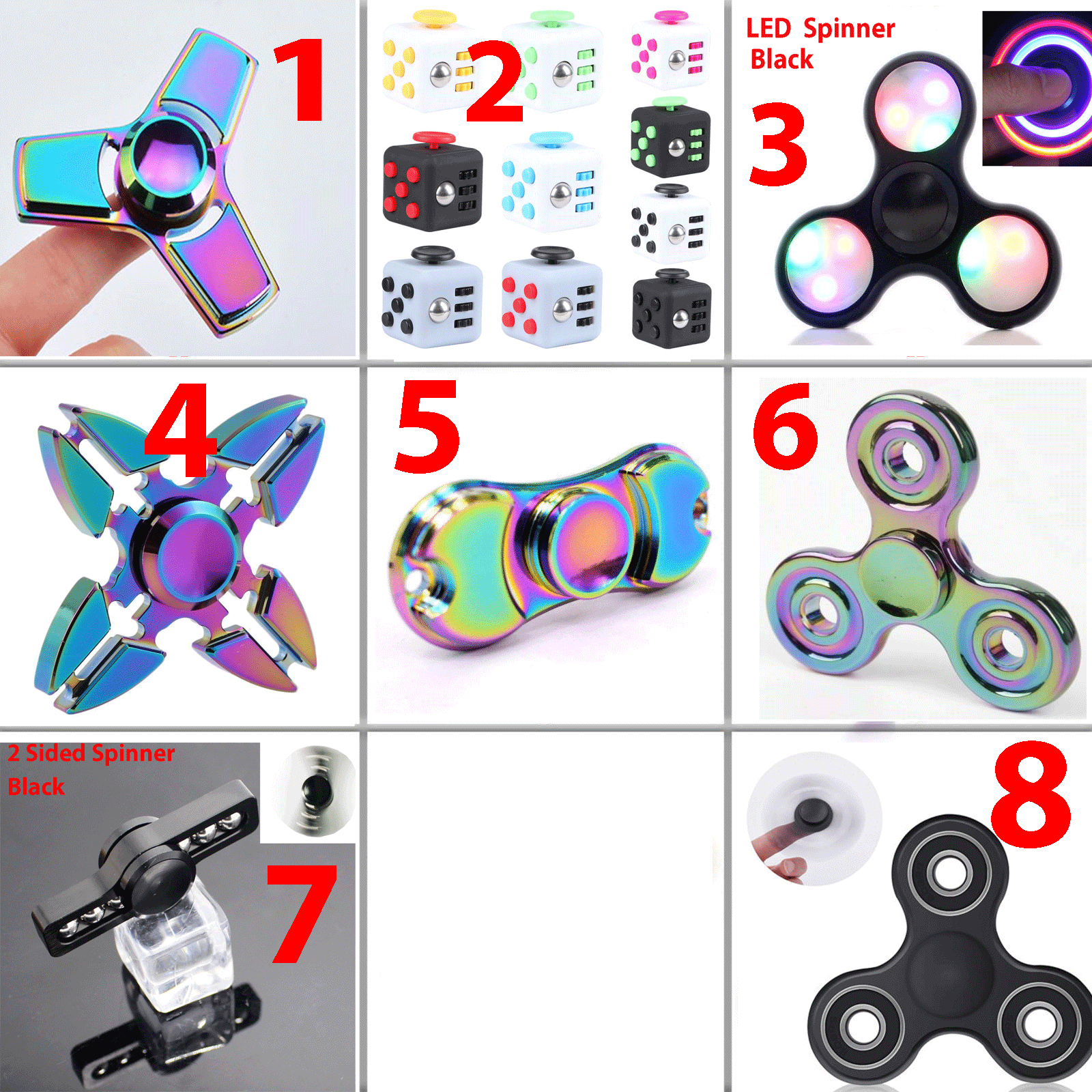 Fidget Spinner Tri Hand Cube Finger Kid Toys Rainbow Stress Relief Desk Adult  SNS does not apply