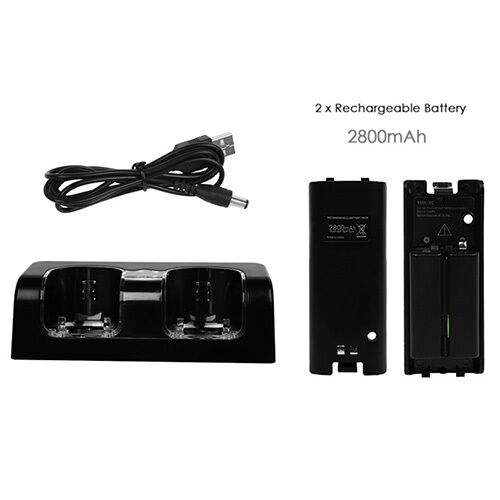 Dual Remote Charging Dock Station and 2 Rechargeable Batteries For Wii Black Unbranded GPCT169 - фотография #6