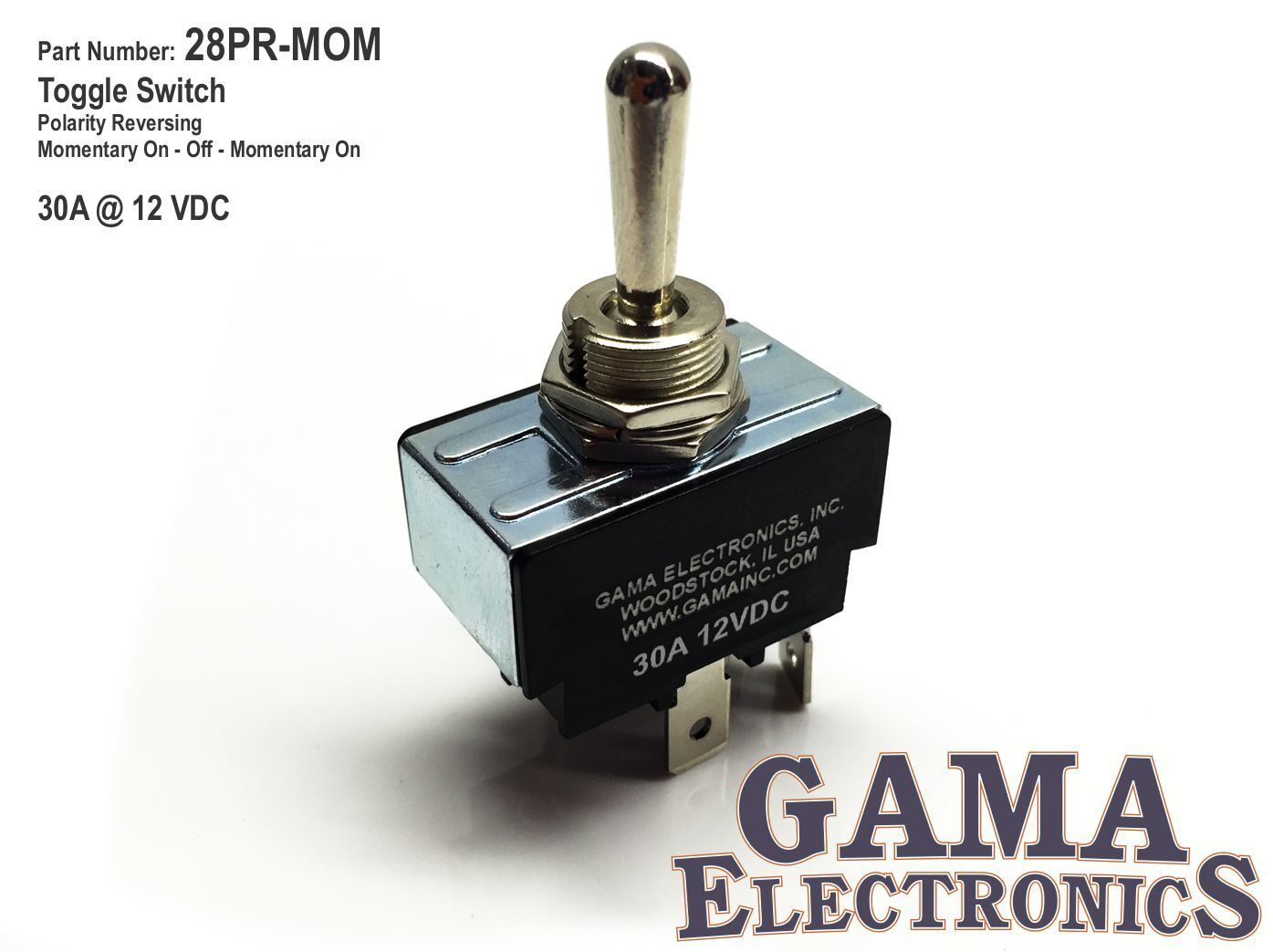 30 Amp Toggle Switch Polarity Reverse DC Motor Control - Momentary GAMA Electronics 28PR-MOM