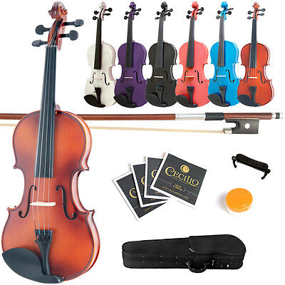 Mendini Solid Wood Violin Size 4/4 3/4 1/2 1/4 1/8 1/10 1/16 1/32 Mendini MV-1+SR