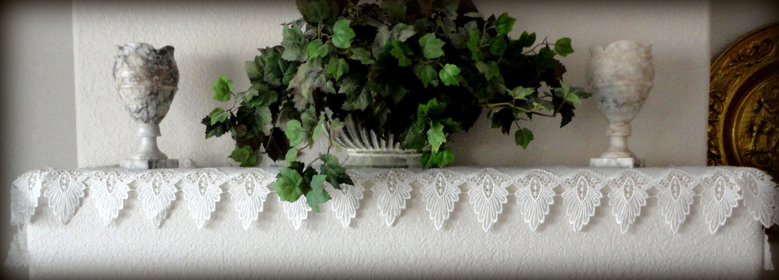 Antique White Dresser Scarf 64" Formal European Lace Mantel Scarf  Runner Doily Без бренда - фотография #2
