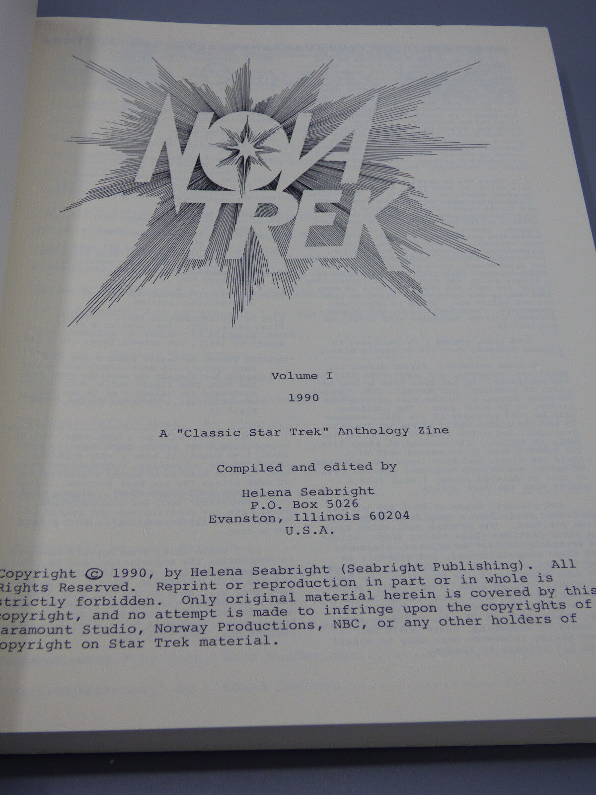 "Nova Trek" Classic Star Trek Anthology Zine by Helena Seabright 1990 Fanzine Без бренда - фотография #2