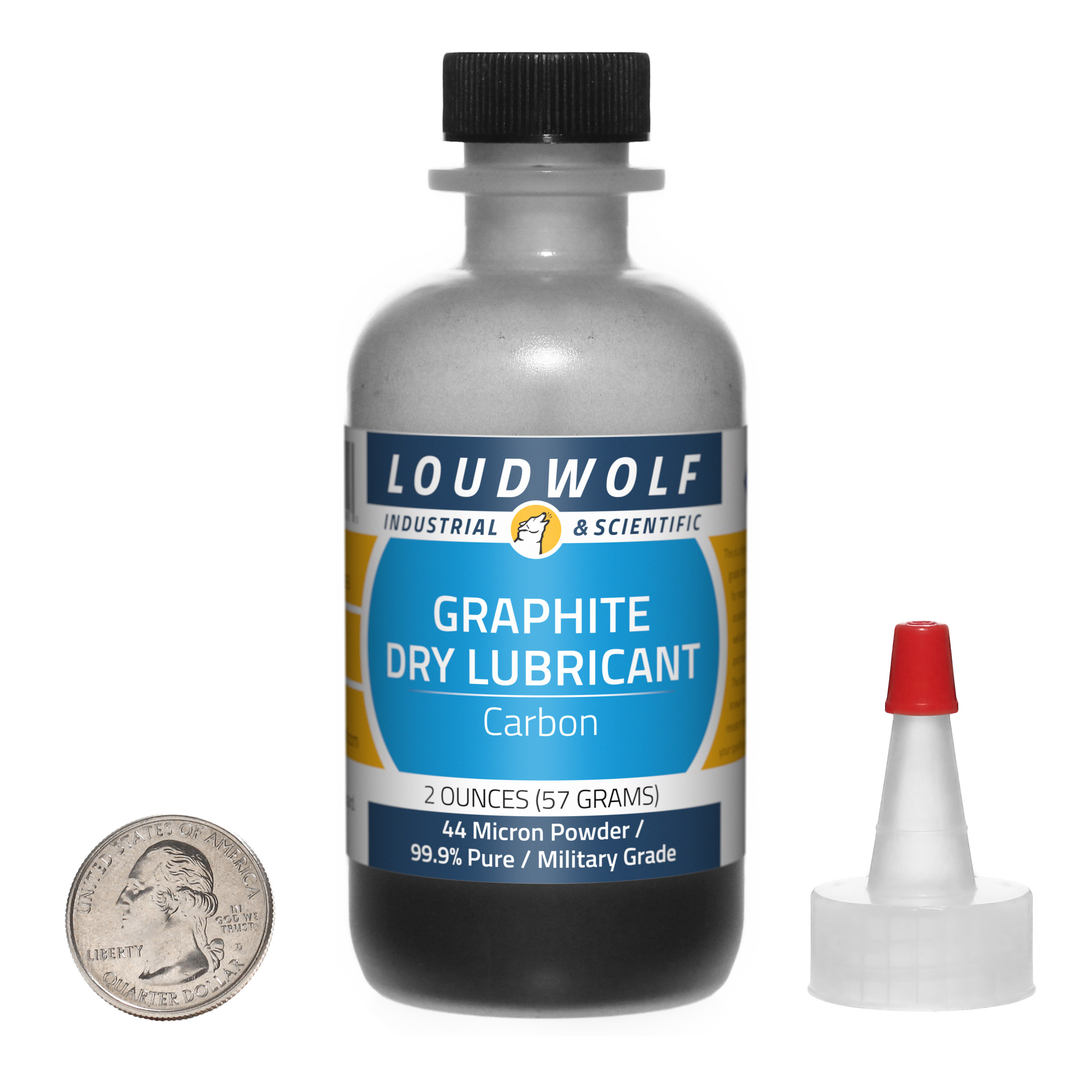 Graphite / 2 Ounce Bottle / 99.9% Pure Military Grade / 44 Micron Powder / USA Loudwolf Industrial & Scientific LW-CARBON-2/1