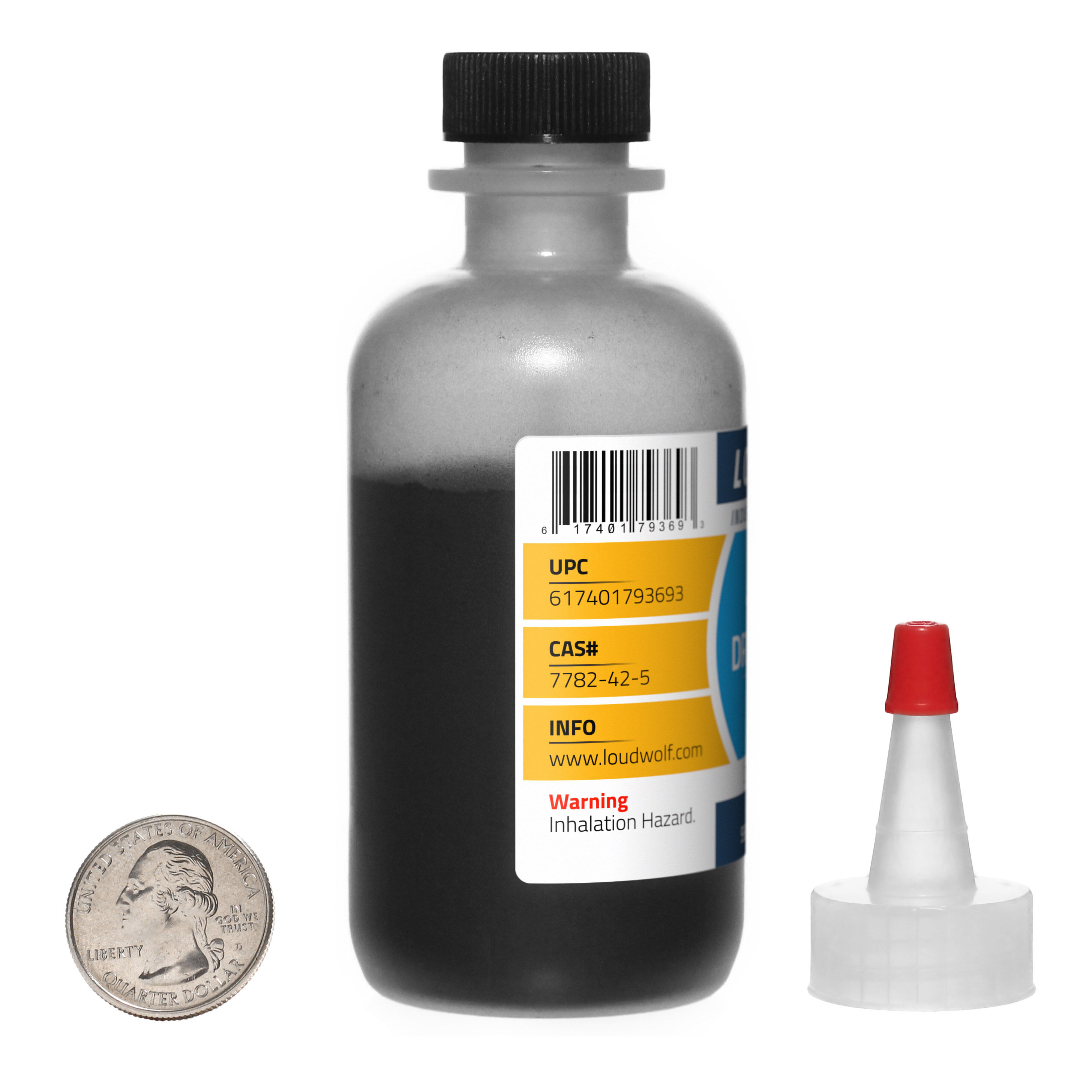 Graphite / 2 Ounce Bottle / 99.9% Pure Military Grade / 44 Micron Powder / USA Loudwolf Industrial & Scientific LW-CARBON-2/1 - фотография #2