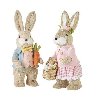 Sisal Easter Bunny Couple Figurines The Bridge Collection
