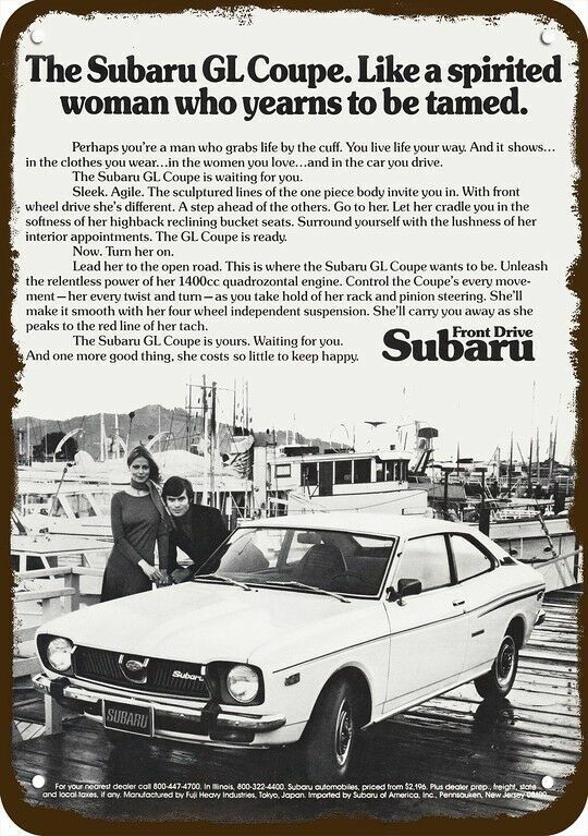 1973 SUBARU GL Coupe Sport Car Vintage-Look DECORATIVE REPLICA METAL SIGN Без бренда