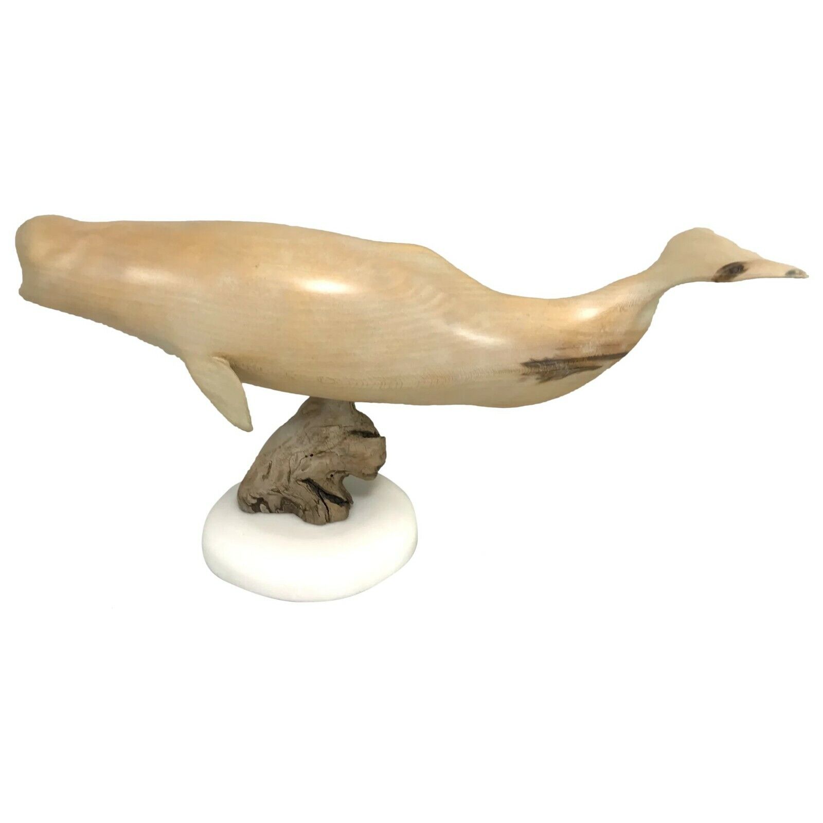 Wayne Robbins Carved Wooden Beluga Whale Sculpture, Beluga in Linden #3318 Без бренда