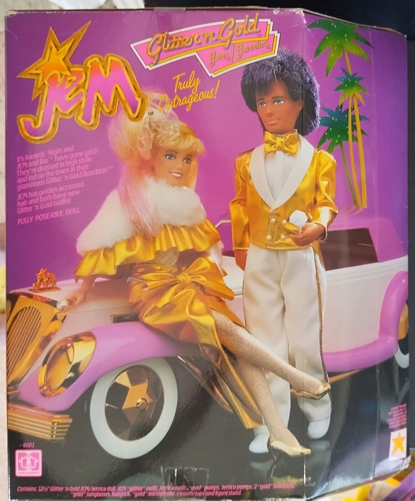 Hasbro - 1985 JEM Glitter 'n Gold JERRICA, NRFB Incl. Cassette Tape - RARE Cond. jem - фотография #3
