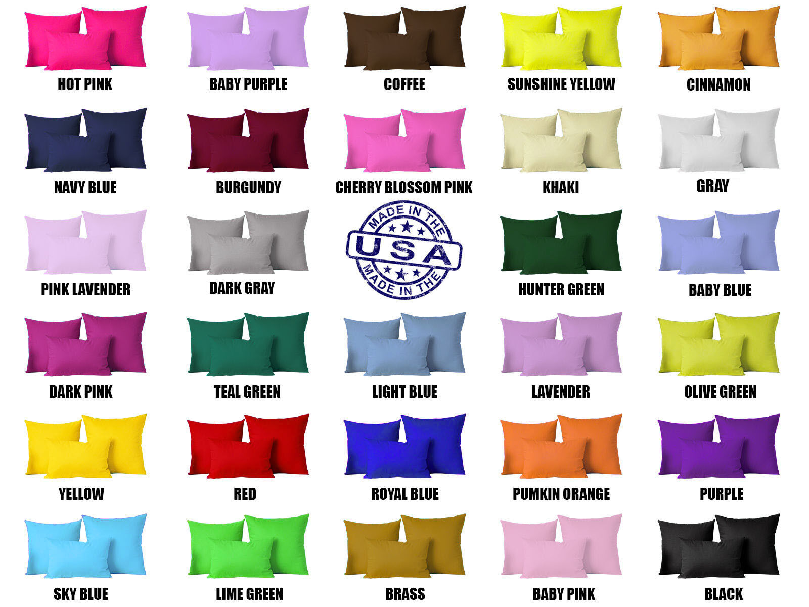 Solid Color Square Home Sofa Decor Pillow Cover Case Cushion Cover 12 18 24 26 Magshion Inc PC4SCOMBO