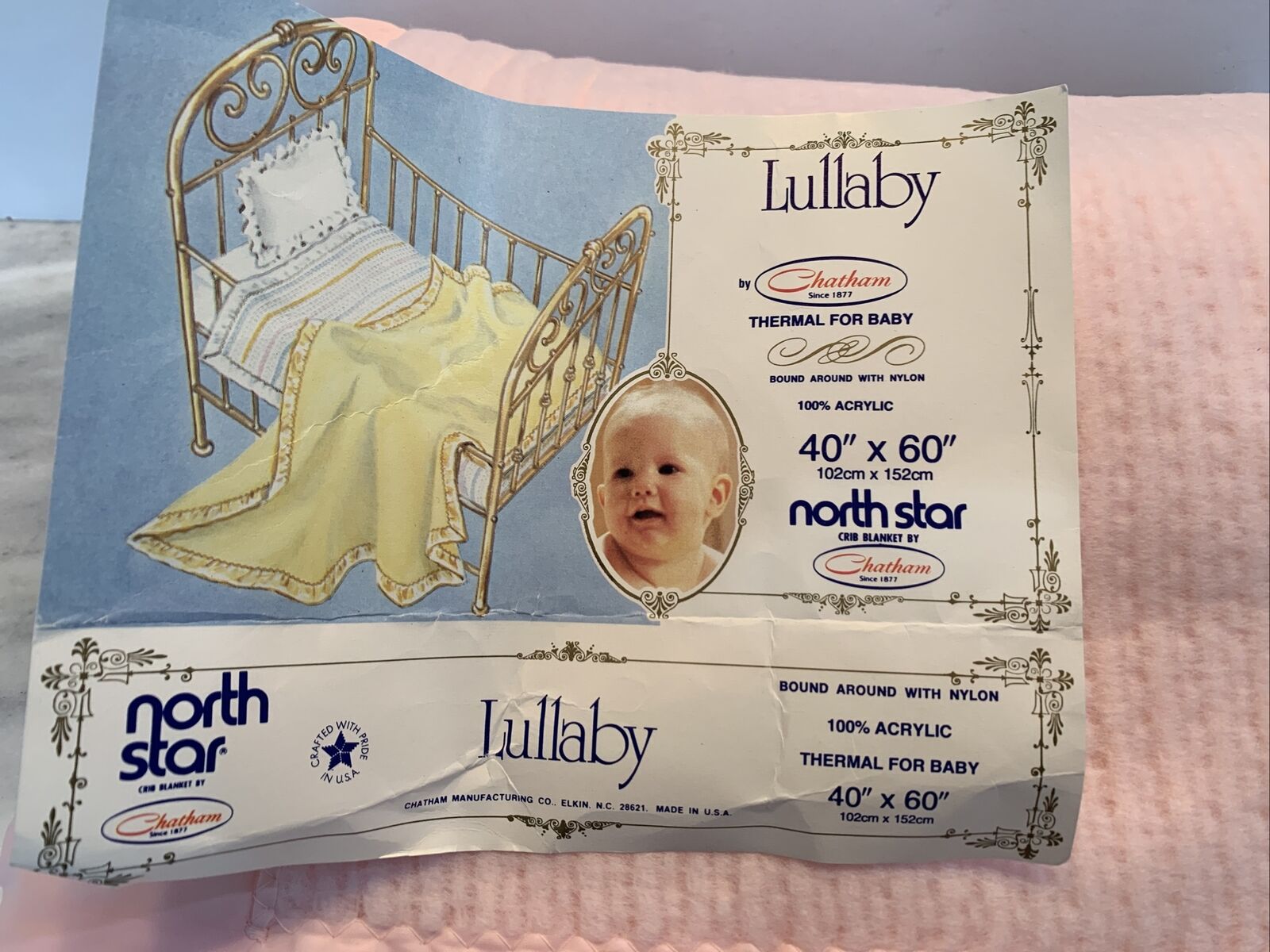 Chatham North Star Lullaby Thermal 100% Acrylic White Baby Crib Blanket Vintage Chatham - фотография #2