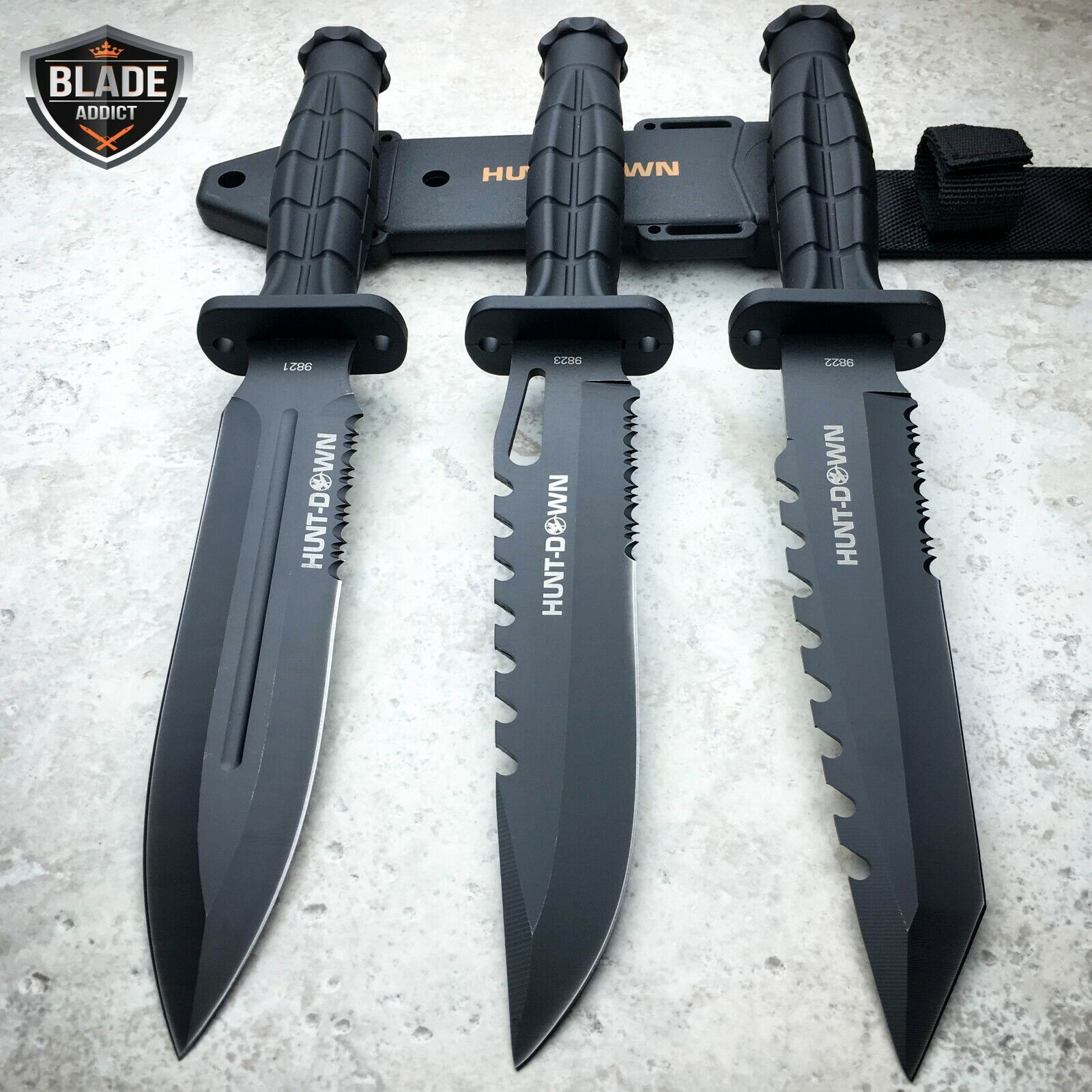 12" Tactical Hunting FIxed Blade Bowie Survival Military Knife Dagger w/ Sheath Hunt Down