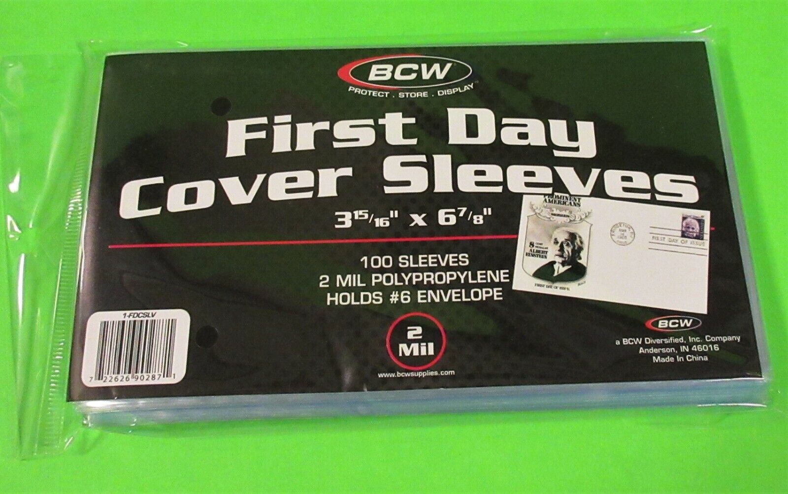 100 FIRST DAY COVER POLY SLEEVES, FOR #6 COVERS, 2 MIL CRYSTAL CLEAR - BCW BRAND BCW 1-FDCSLV