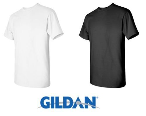 100 Gildan T-SHIRT BLANK BULK LOT Black 50 Mix Match White Plain S-XL Wholesale Gildan