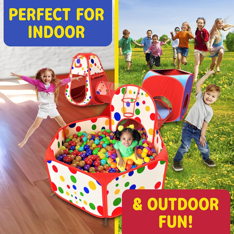 5-Piece Kids Play Tents Crawl Tunnels and Ball Pit Popup Bounce Playhouse Tent w Does not apply - фотография #6
