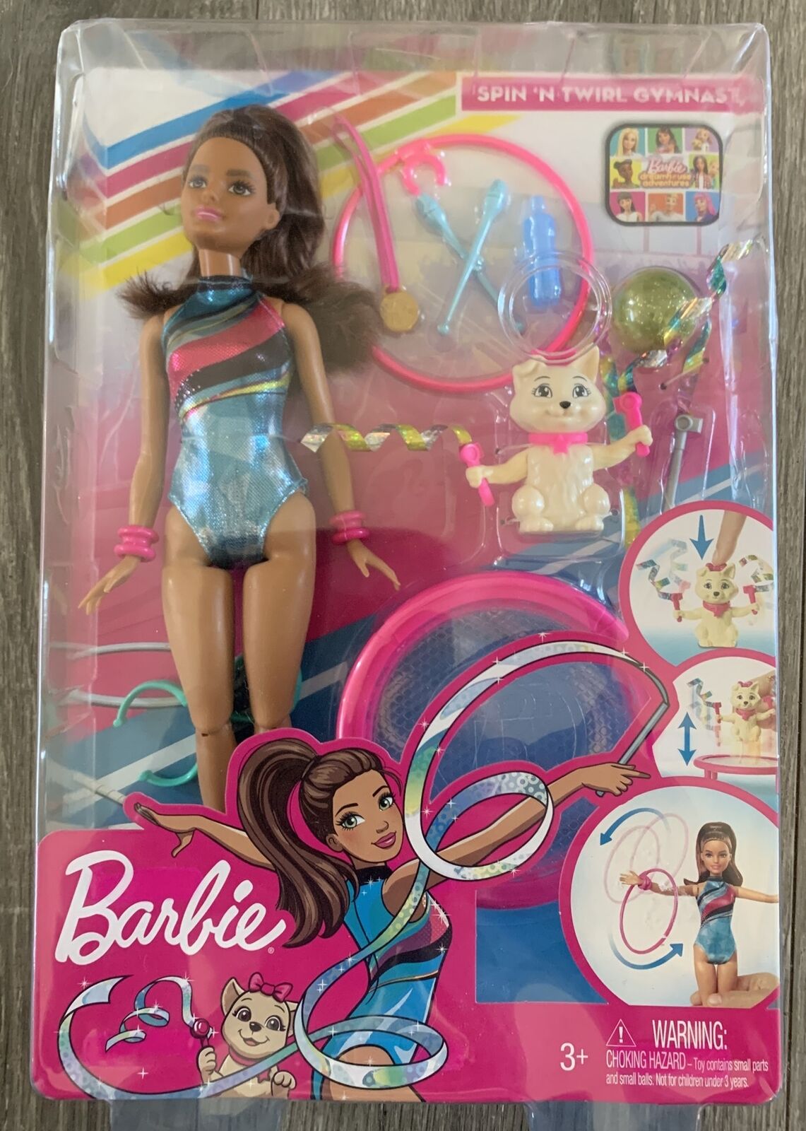 Barbie Dreamhouse Adventures Teresa Spin 'n Twirl Gymnast Doll & Pet Playset New Mattel GHK24