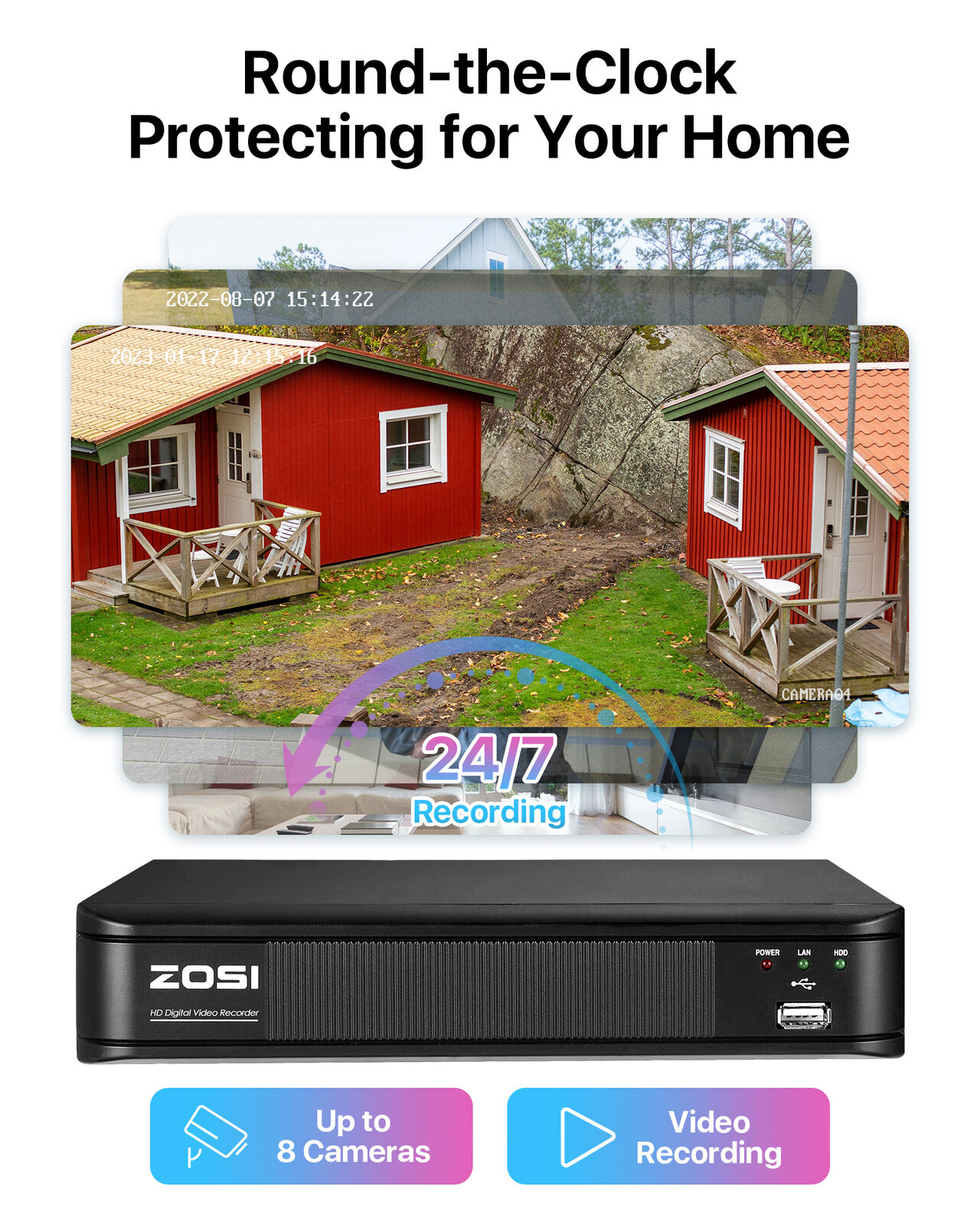 ZOSI H.265+ 8CH 5MP Lite DVR 2MP Bullet Home CCTV Camera System Night Vision 1TB ZOSI Does Not Apply - фотография #7