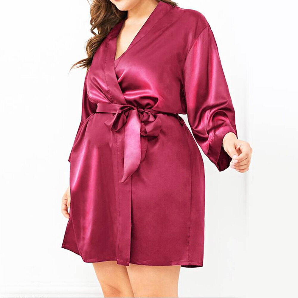 Womens Sexy Satin Silk Lace Bathrobe Lingerie Kimono Dressing Up Gown Sleepwear Unbranded Does Not Apply - фотография #5