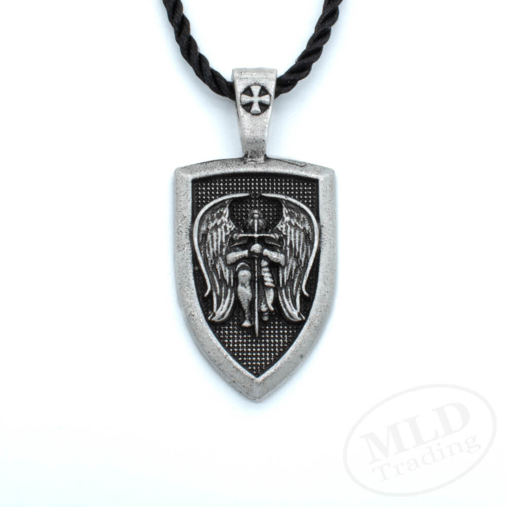 Patron Saint St Michael The Archangel Protect Us Medal Shield Pendant Necklace Без бренда - фотография #15