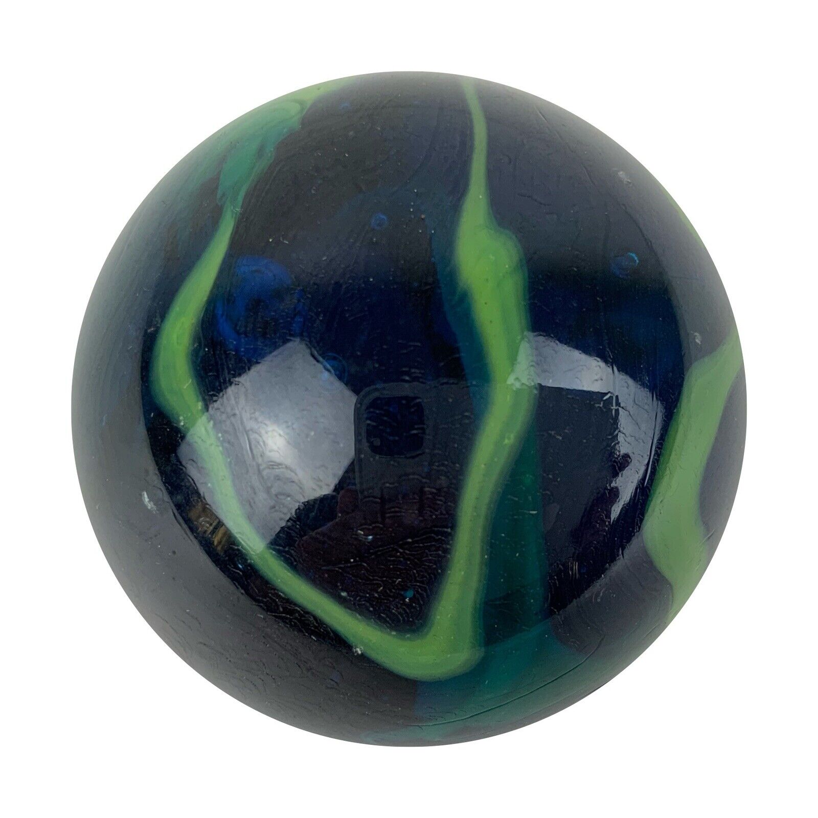 TOE BREAKER 50mm (2") SEA TURTLE clear Blue/Green Marbles glass ball HUGE Swirl Vacor Does Not Apply - фотография #6