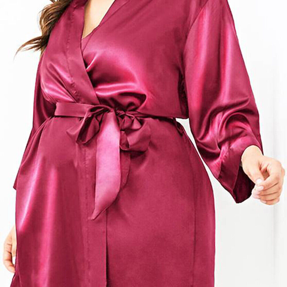 Womens Sexy Satin Silk Lace Bath Robe Lingerie Kimono Dressing Gown Sleepwear US Unbranded Does Not Apply - фотография #7