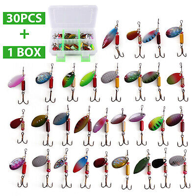30 PCS Metal Fishing Lures Spinner Bait Attractant Hook with Tackle Storage Box LotFancy Does not apply