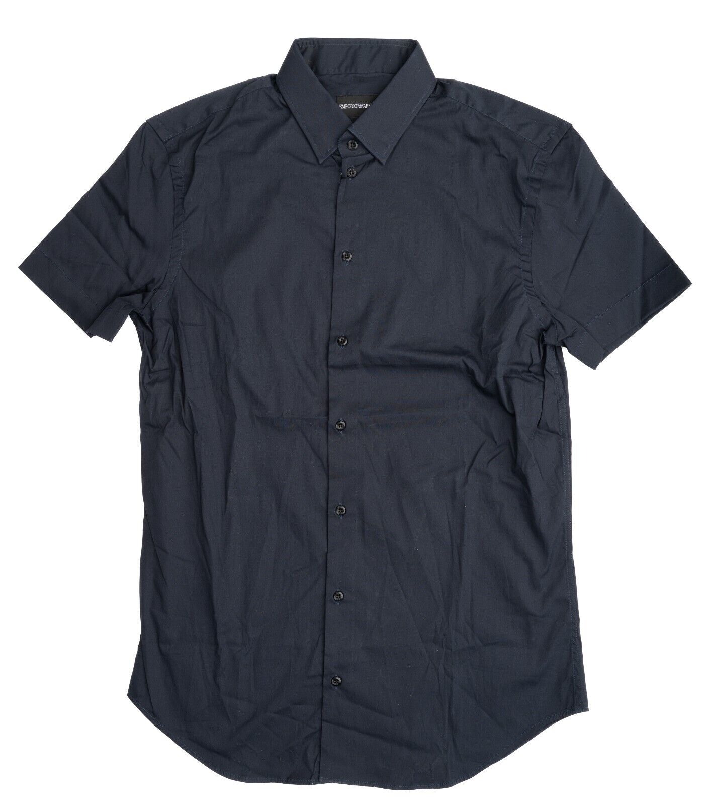 EMPORIO ARMANI Navy Blue Cotton Dress Shirt Short Sleeve Slim Fit 15 1/2 39 Emporio Armani - фотография #5