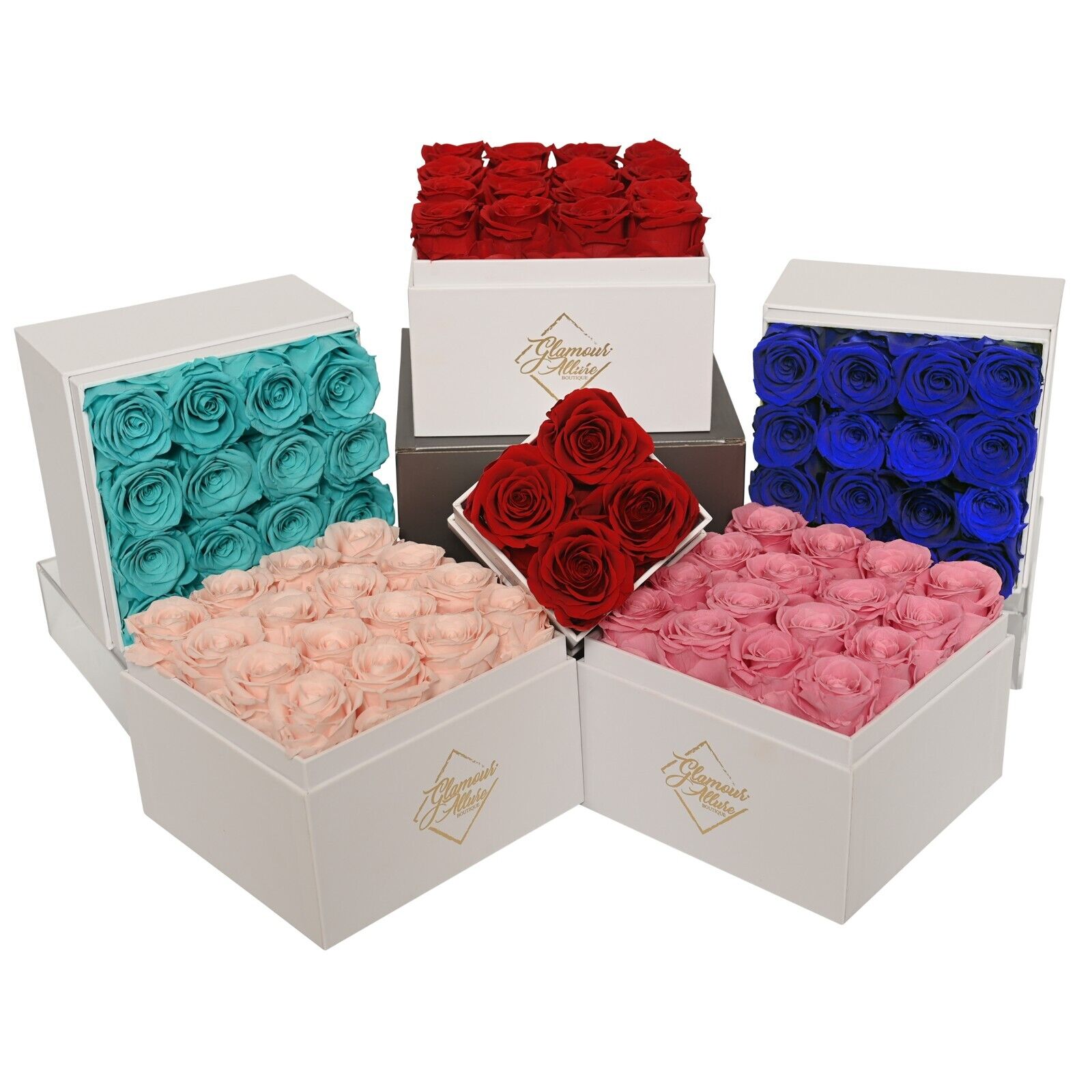 Handmade Preserved Real Roses in a Gift Box - 16 roses - Preserved Flowers Glamour Allure Boutoque