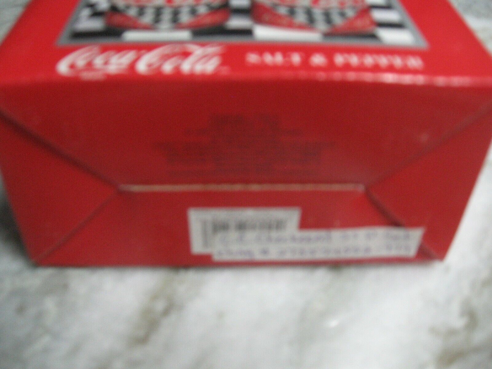 COCA COLA CHECKERED SALT AND PEPPER SHAKER SET- NIB - ITEM#172014 FROM 1995  COKE BRAND - фотография #11