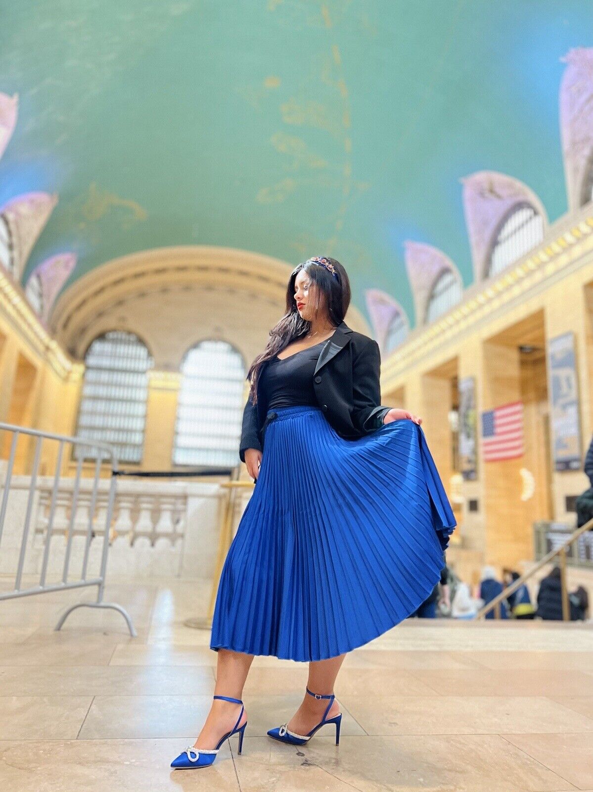Luxurious Pleated midi satin blue skirt for Women elegant skirt - Brand new Unbranded - фотография #3
