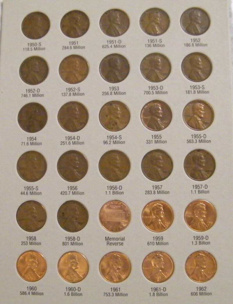 Complete set 1941- 1974 PDS Lincoln Wheat & Memorial Penny Cent Set 90 coins H Без бренда - фотография #7