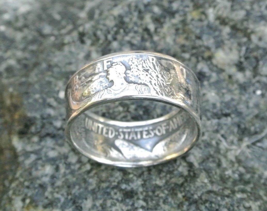 Silver coin ring 1940-47 Walking Liberty half size 9-13 FREE PRIORITY SHIPPING Handmade - фотография #8