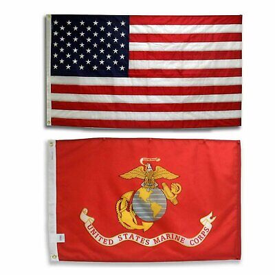 United States Marine Corps Flag 3 x 5 USMC And American USA Wholesale 2 Flags Без бренда