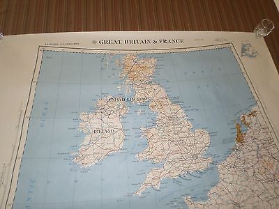 Fantastic, very large colored map of Great Britain & France (1954) Scarce! Без бренда - фотография #3