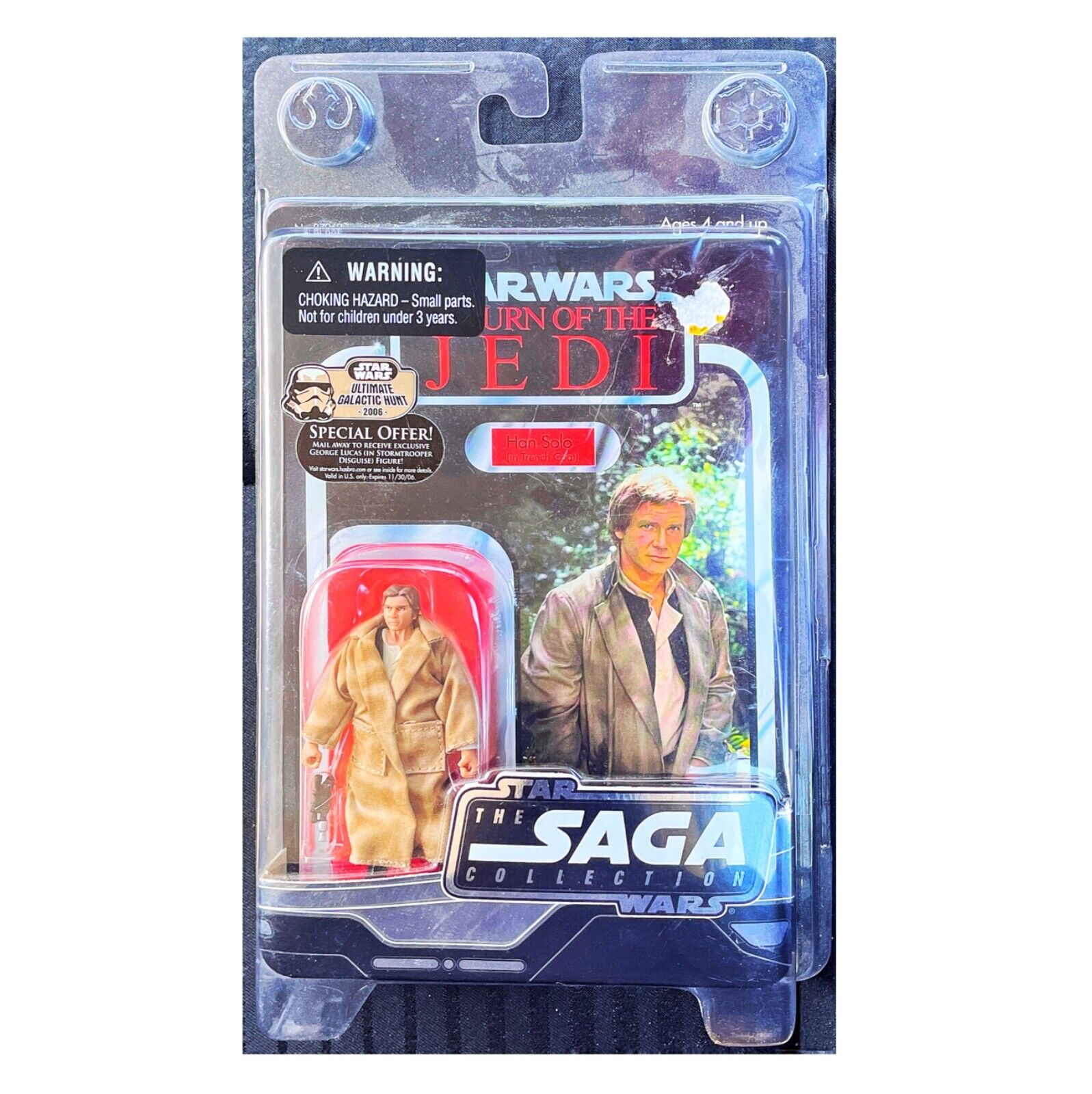 Star Wars HAN SOLO Action Figure Return of the Jedi Vtg Saga Collection 2006 New Hasbro Han Solo in Trench Coat